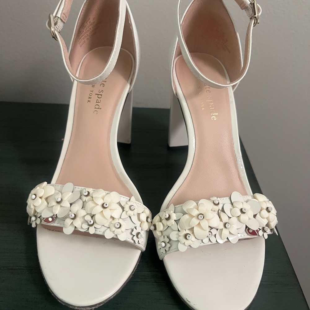 Kate Spade White Wedding Floral Heels